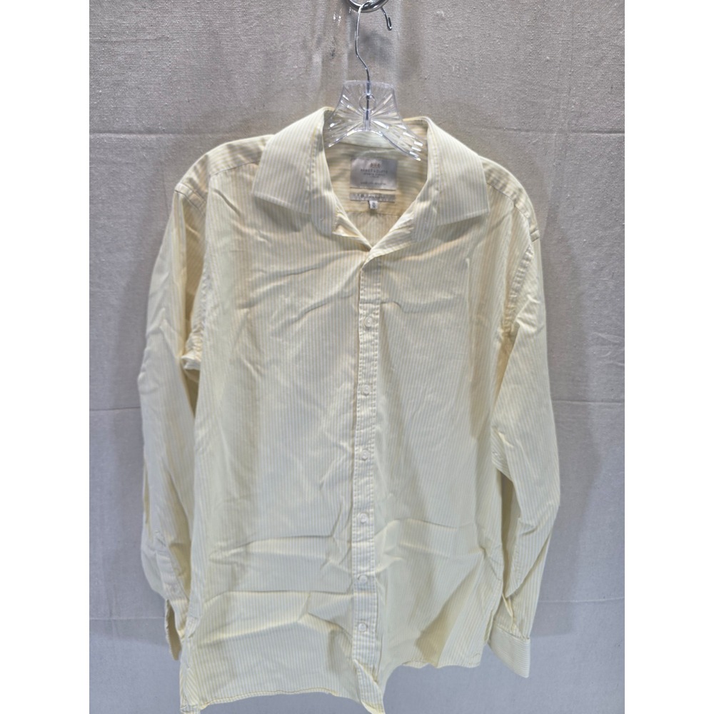 Hawes‎ & Curtis St James Slim Fit Dress Shirt Yellow White Stripe 16 36 Cotton